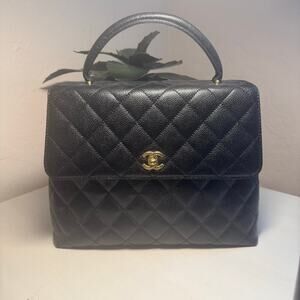 Chanel Black Kelly Top Handle Caviar Bag GHW